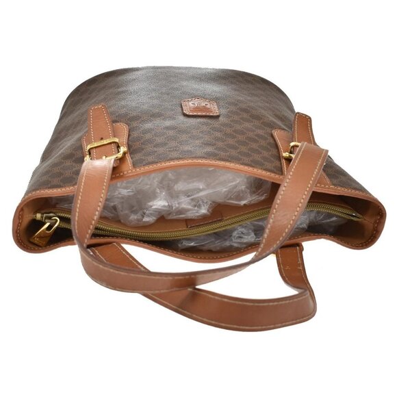 CELINE Logo Macadam Pattern Shoulder Tote Bag PVC Leather Brown GHW 62KB209 - Picture 5 of 15